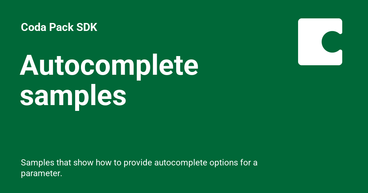 samples Coda Pack SDK