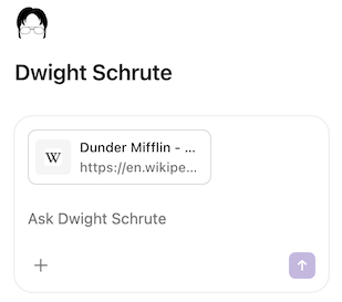 A screenshot of the agent chat box, showing the page context chip.