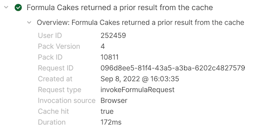 Cached formula in the logs