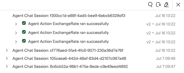 A screenshot of the connector logs drawer in Go.