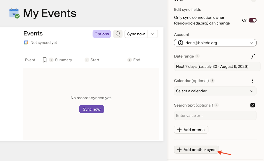 Adding another sync in Superhuman Docs