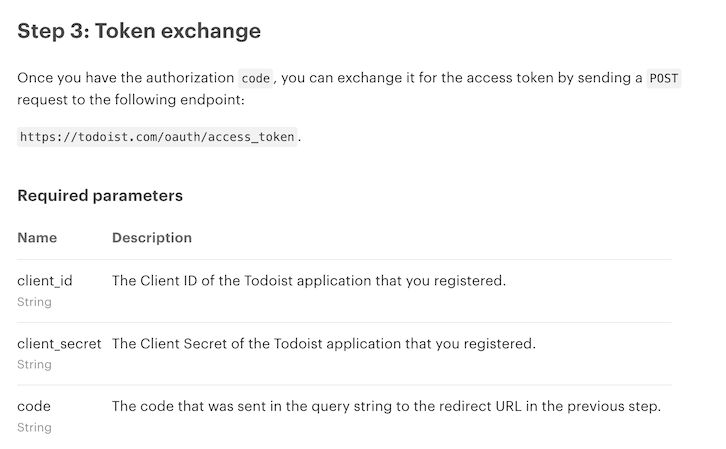 The documentation for the token URL.